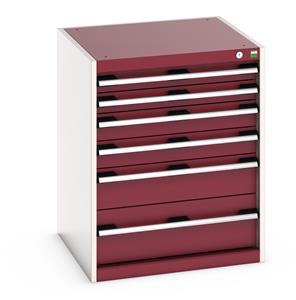 Bott Cubio drawer cabinet with overall dimensions of 650mm wide x 650mm deep x 800mm high Cabinet consists of 2 x 75mm, 2 x 100mm, 1 x 150mm and 1 x 200mm high drawers 100% extension drawer with internal dimensions of 525mm wide x 525mm deep. The... Bott Professional Cubio Tool Storage Drawer Cabinets 65cm x 65cm